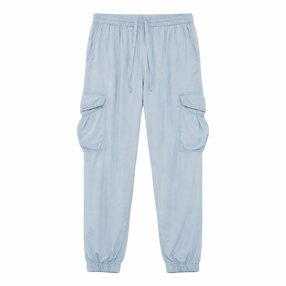 Ecothreads Pullon Jogger Pants Womens Large Blue 100% Lyocell Pockets Relaxed